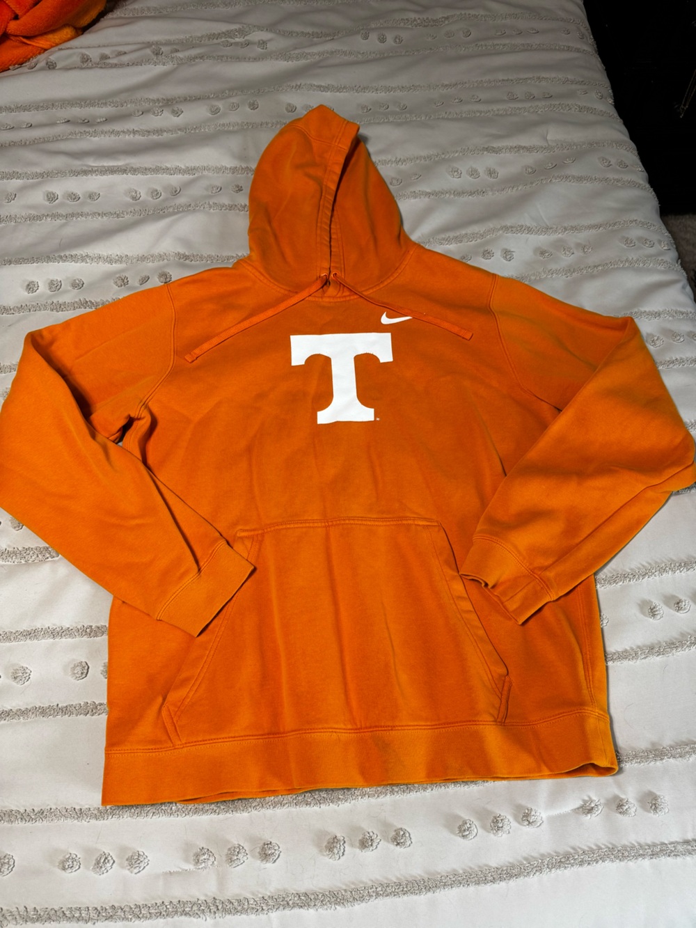 Nike Men’s Orange Hooded Sweatshirt with White 'T' Logo